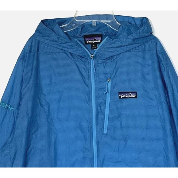 New Patagonia Houdini Vessel Blue Nylon Full Zip Packable Hooded Rain Jacket - Picture 9 of 14